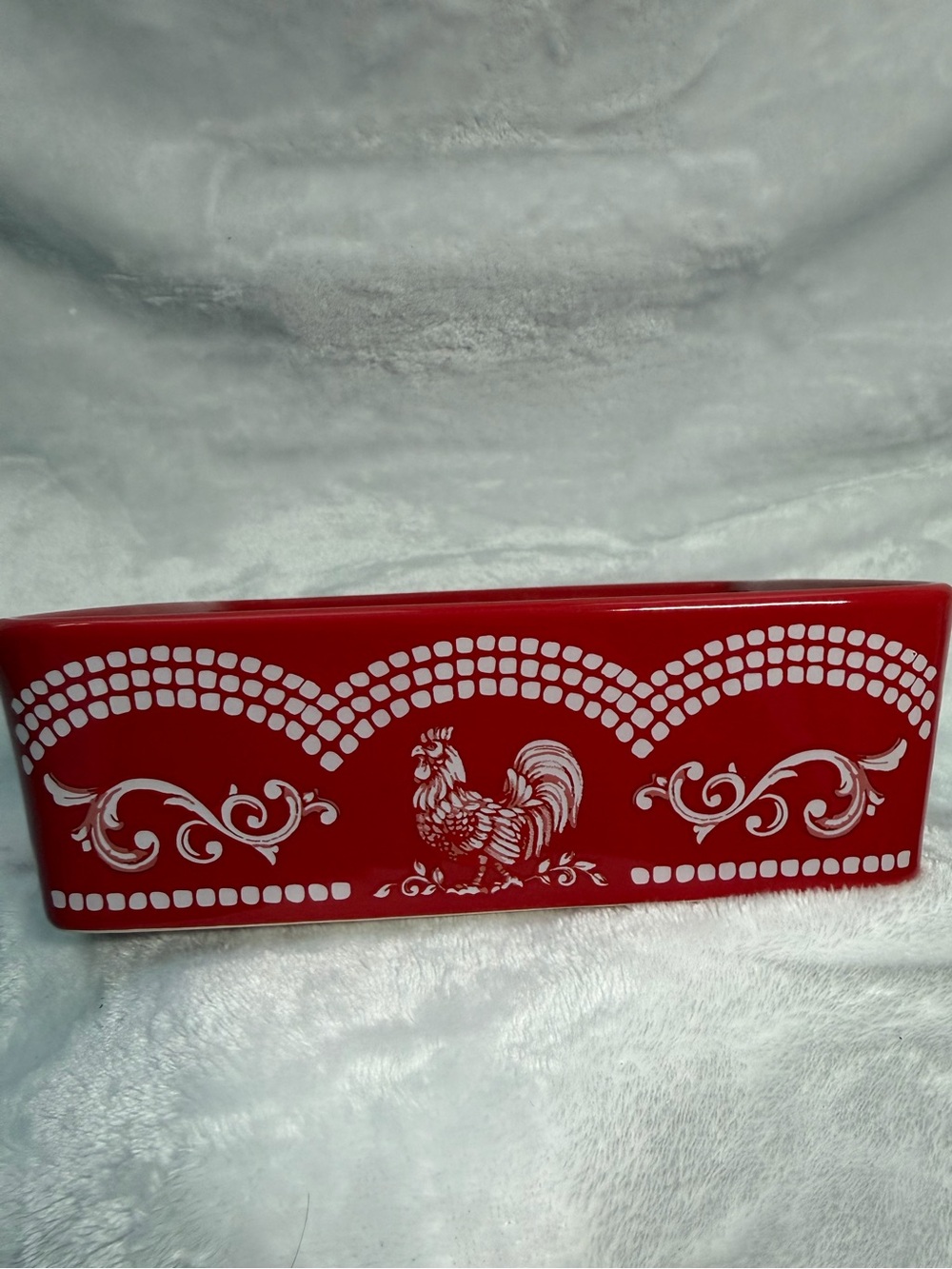 NWT Temp-tations Ceramic Rooster Napkin Holder with Paper Weight - Picture 3 of 10